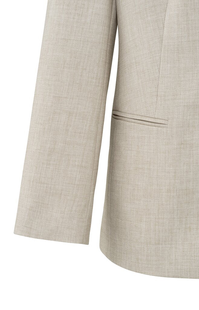 Oversize-Blazer mit Gürtel und klassische Revers Safari Melange