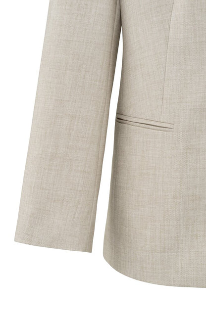 Oversize-Blazer mit Gürtel und klassische Revers Safari Melange