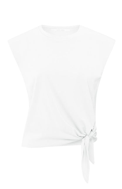 Ärmelloses Oberteil mit Knotendetail Pure White
