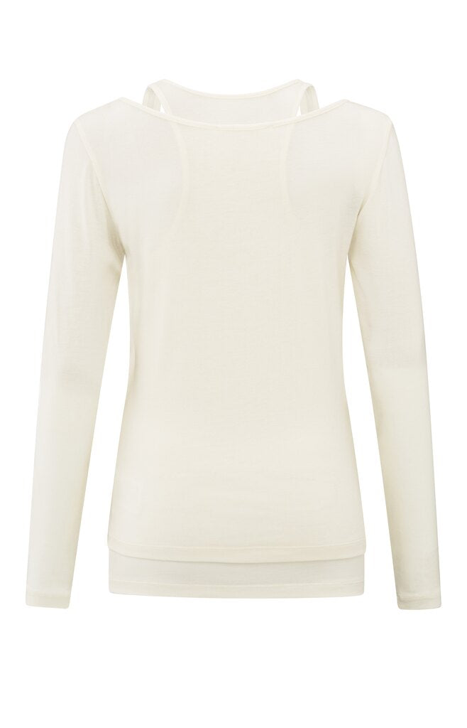 2-in-1-Oberteil mit langen Ärmeln Off White