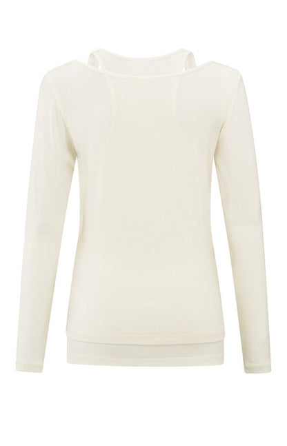 2-in-1-Oberteil mit langen Ärmeln Off White