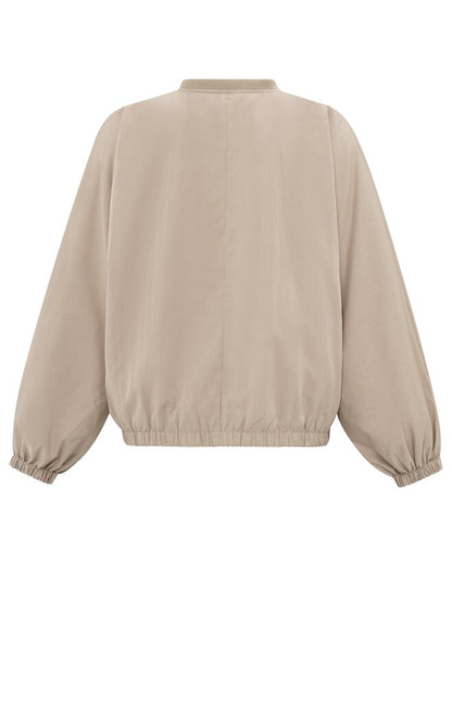 Kurze Bomberjacke aus Nylon mit Oversize-Passform Twill Beige