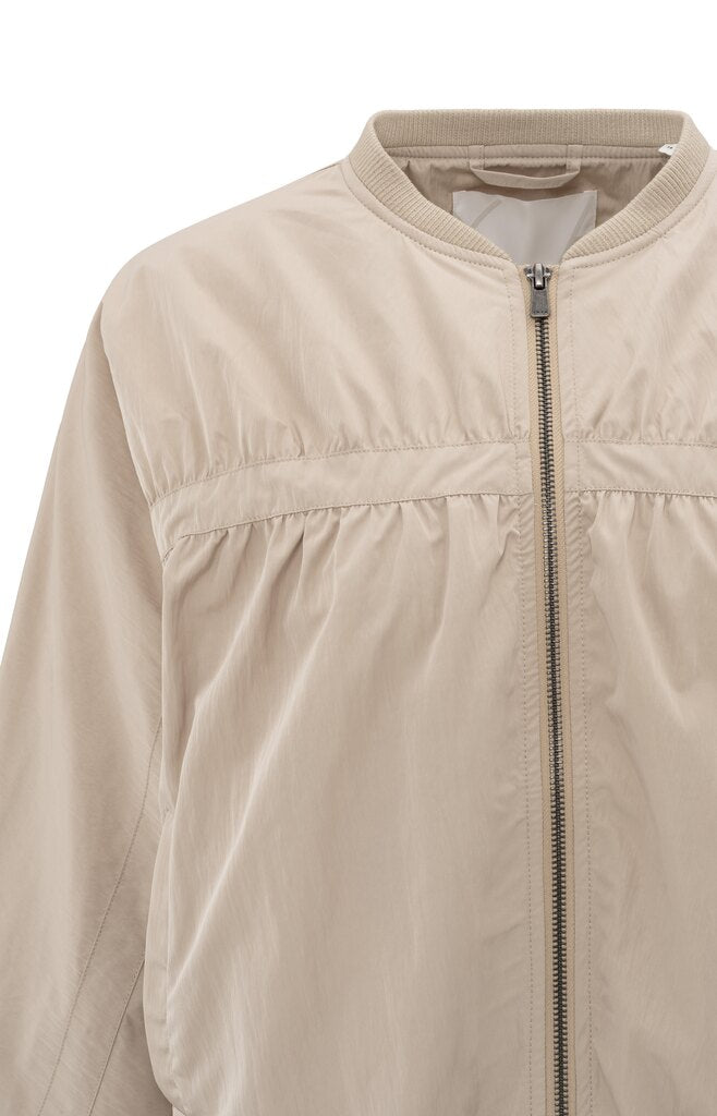 Kurze Bomberjacke aus Nylon mit Oversize-Passform Twill Beige