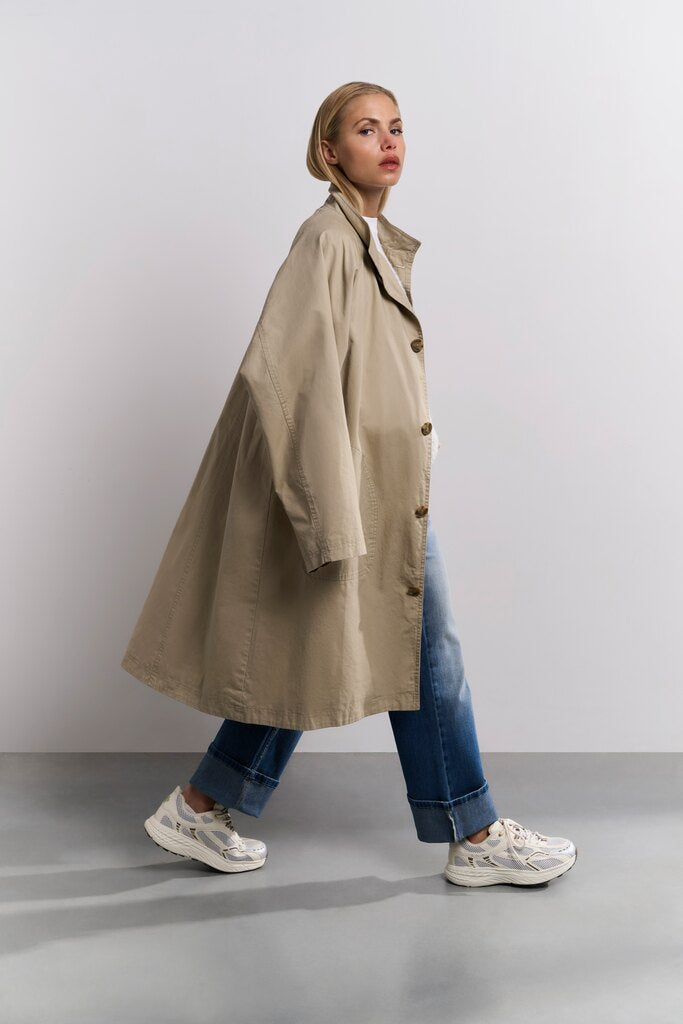 Oversize-Mantel aus gewebtem Baumwollstoff Safari