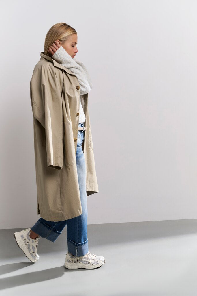 Oversize-Mantel aus gewebtem Baumwollstoff Safari