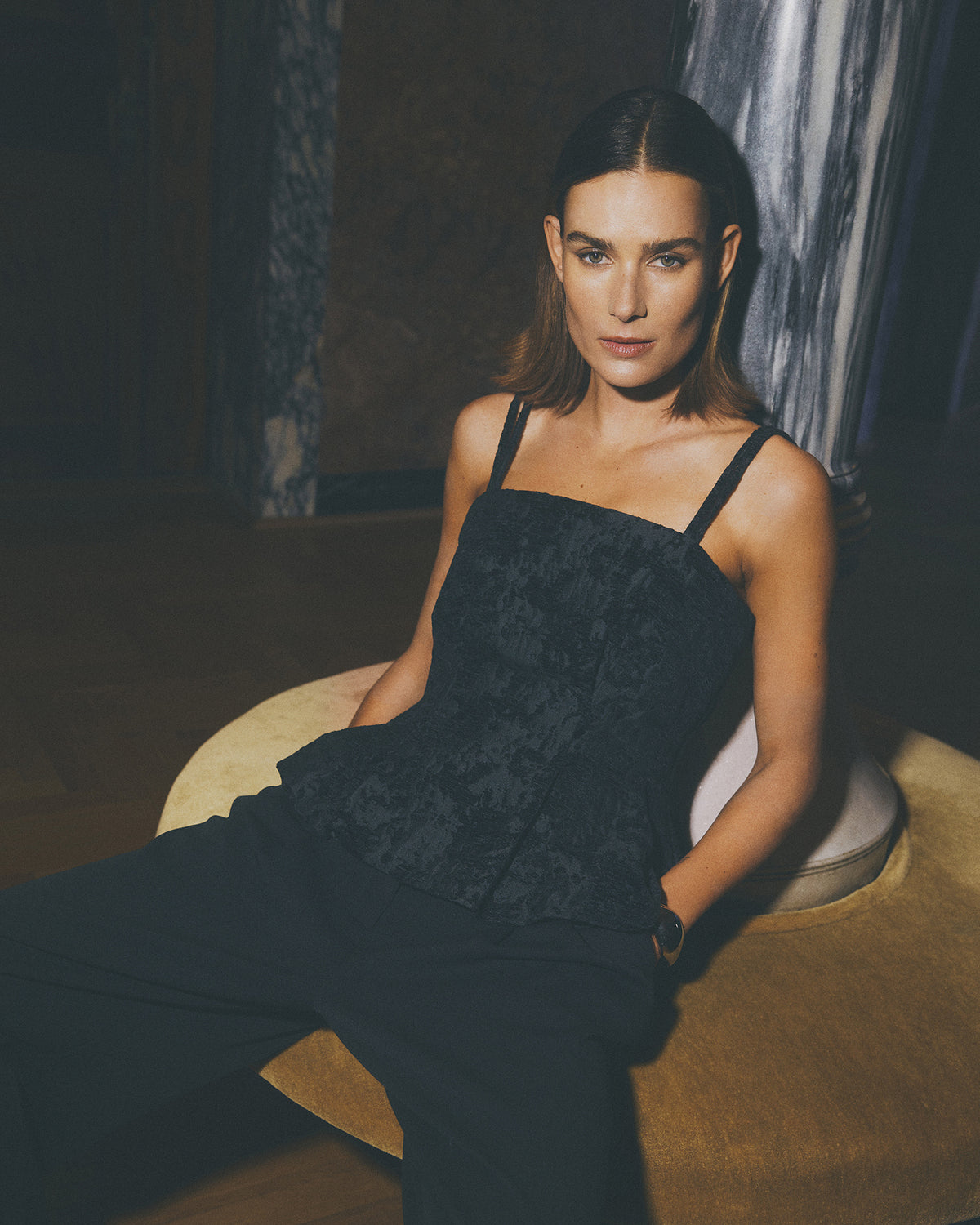 MSCHClaudia Strap Top Black