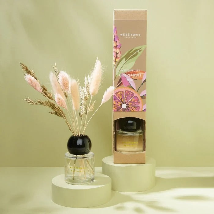Geurstokjes met gedroogde bloemen 50 ml – Grapefruit Salie