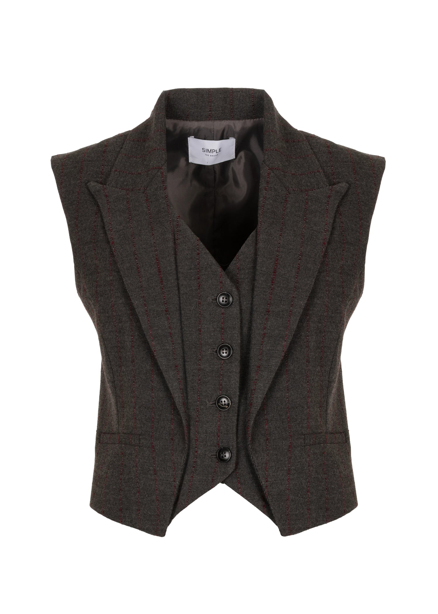 Gilet Stripe Honoria Grey/ Amarone
