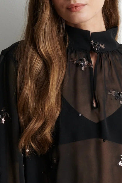 Luma Sequin Blouse Black