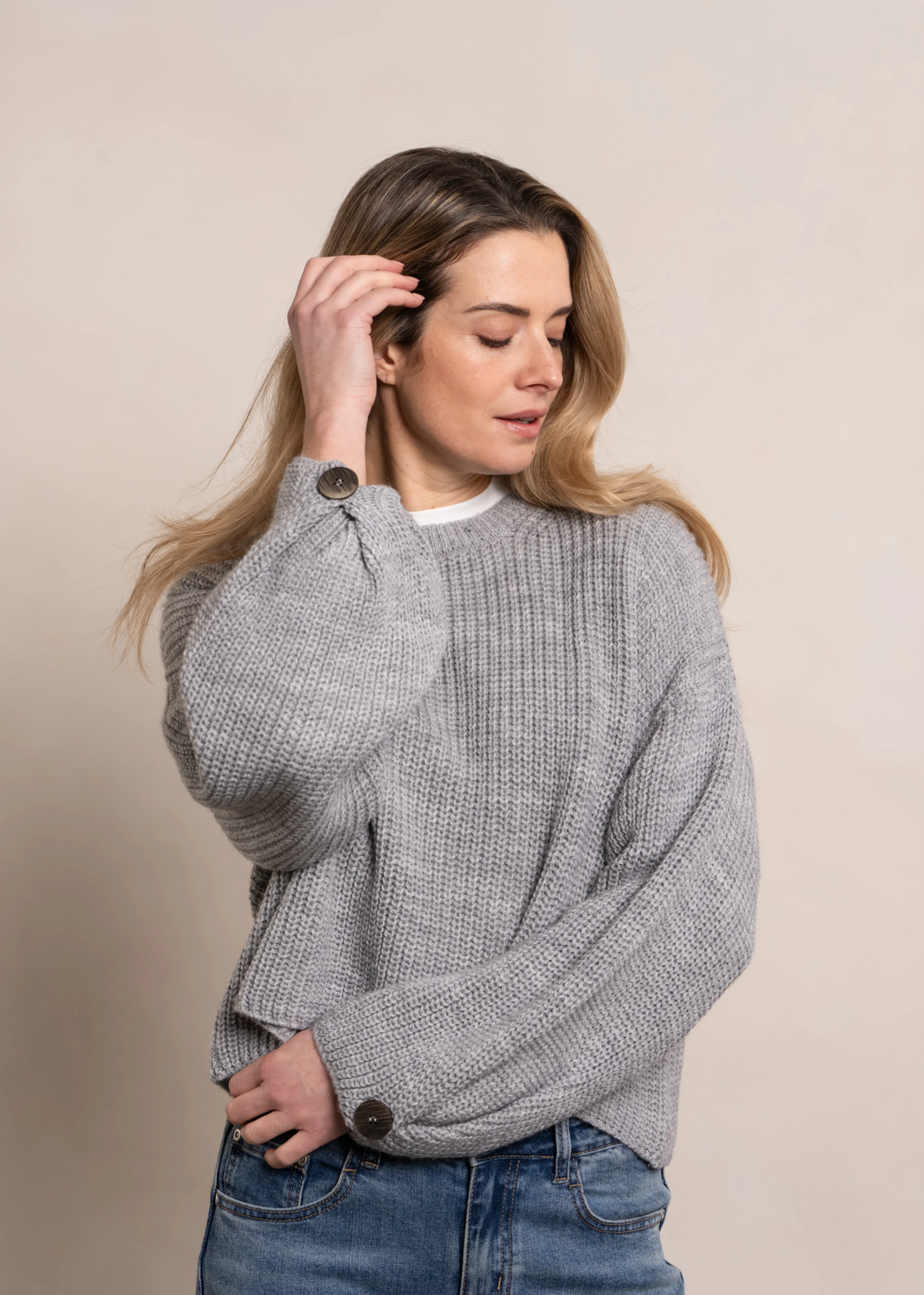 Knit- Pull Freda Lt Grey Mel