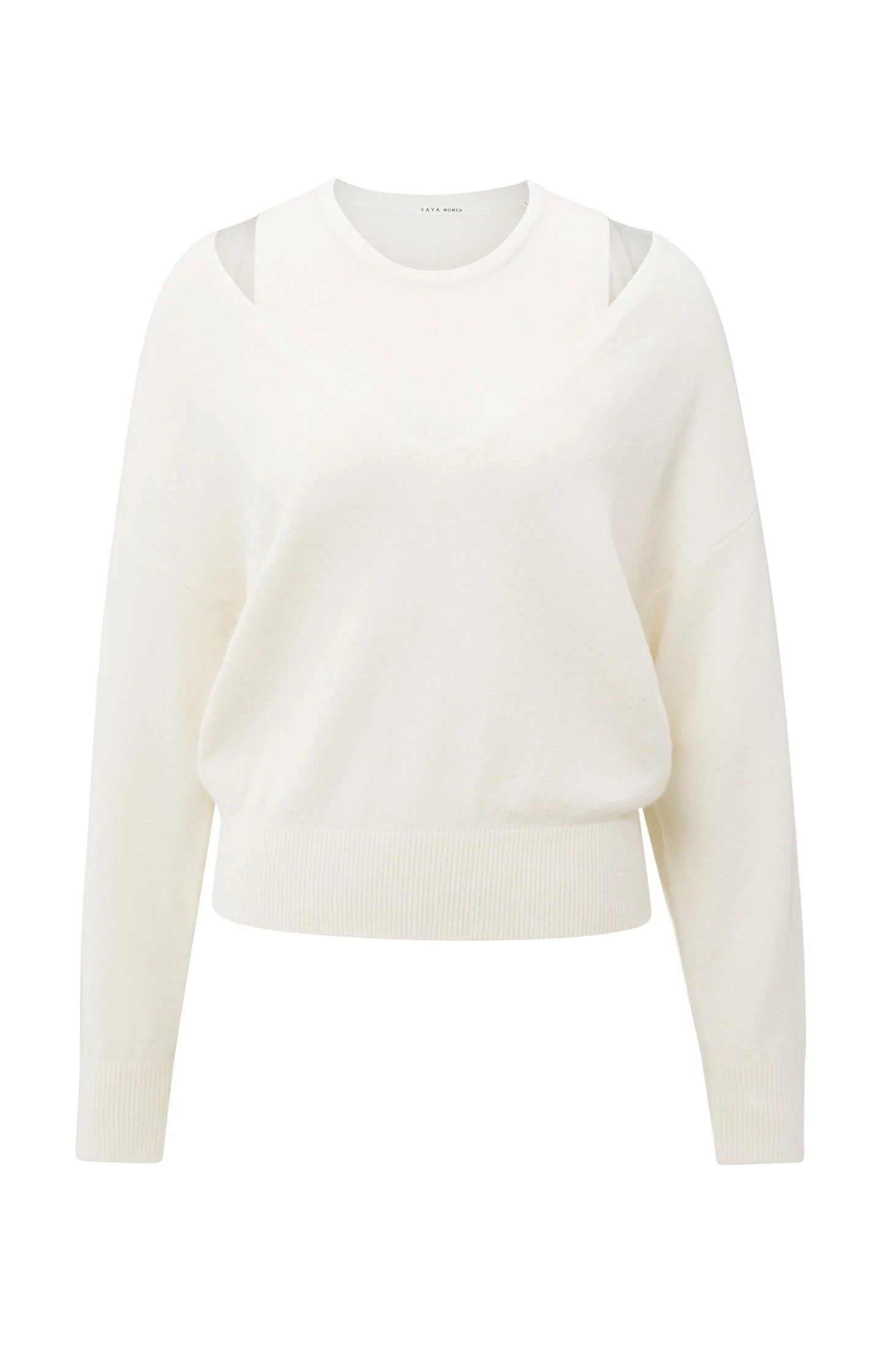 Strickpullover mit V-Ausschnitt und dazu passendem Oberteil Off White Knit Melange