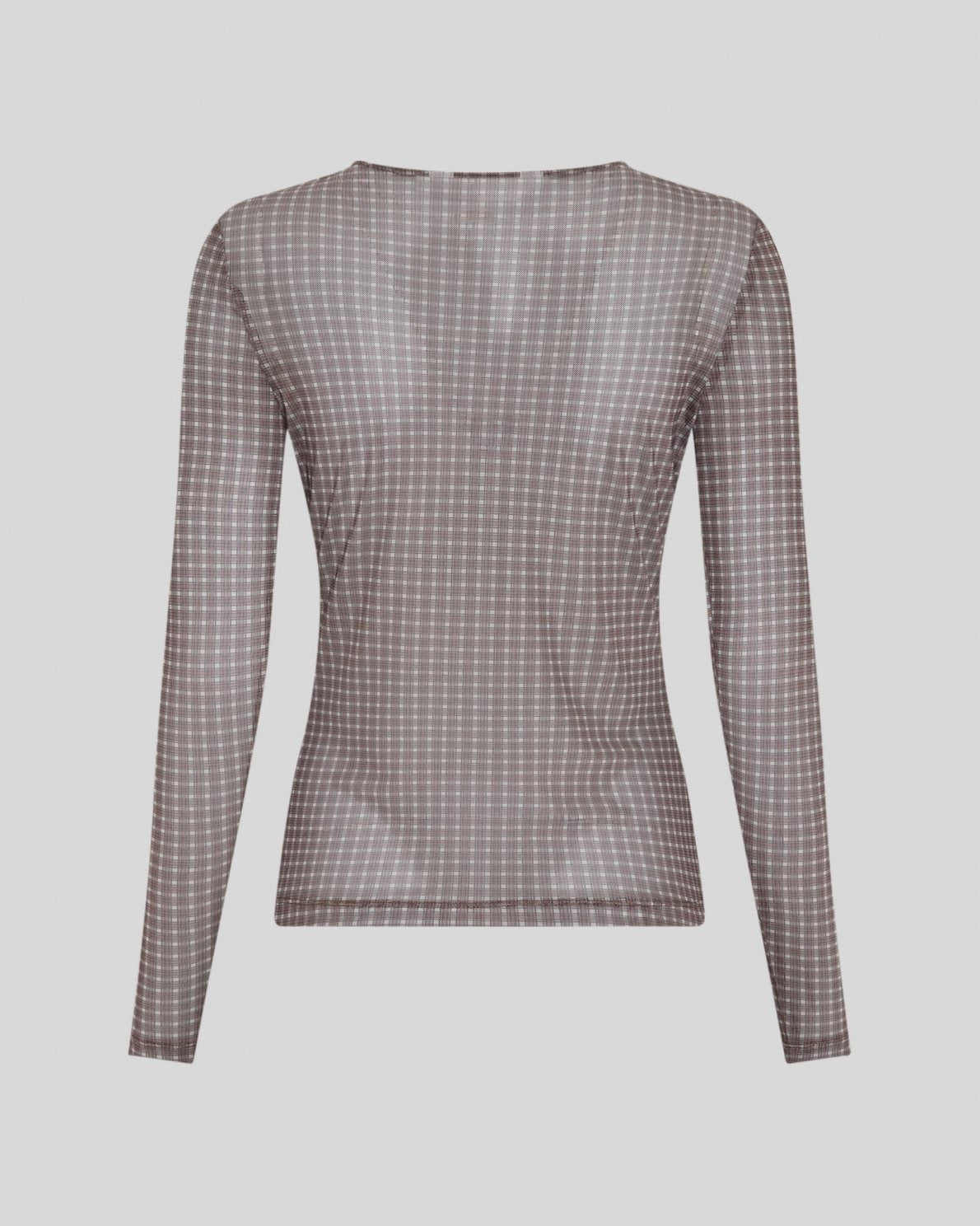 MSCHJanie Illenora Top AOP Dark Brown Check
