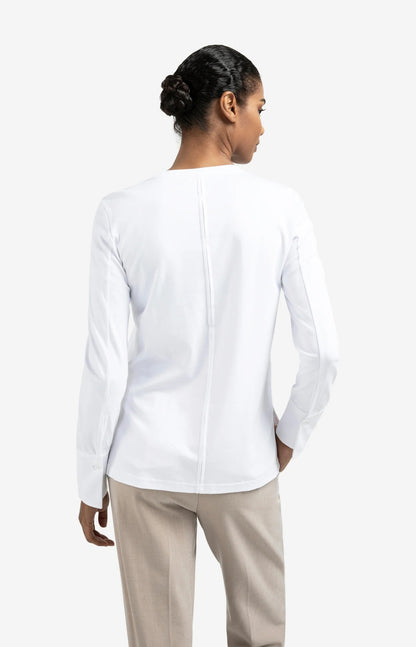 Jersey-Oberteil mit gewebten Bündchen und Schlitzdetail Pure White