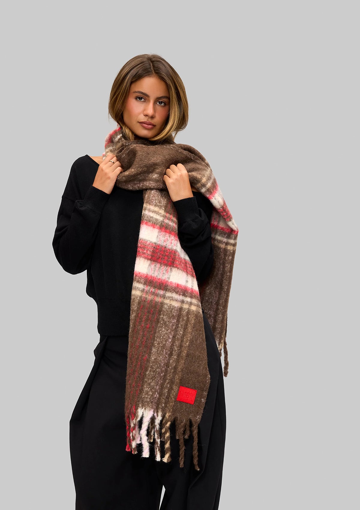 Check Scarf - Coffee
