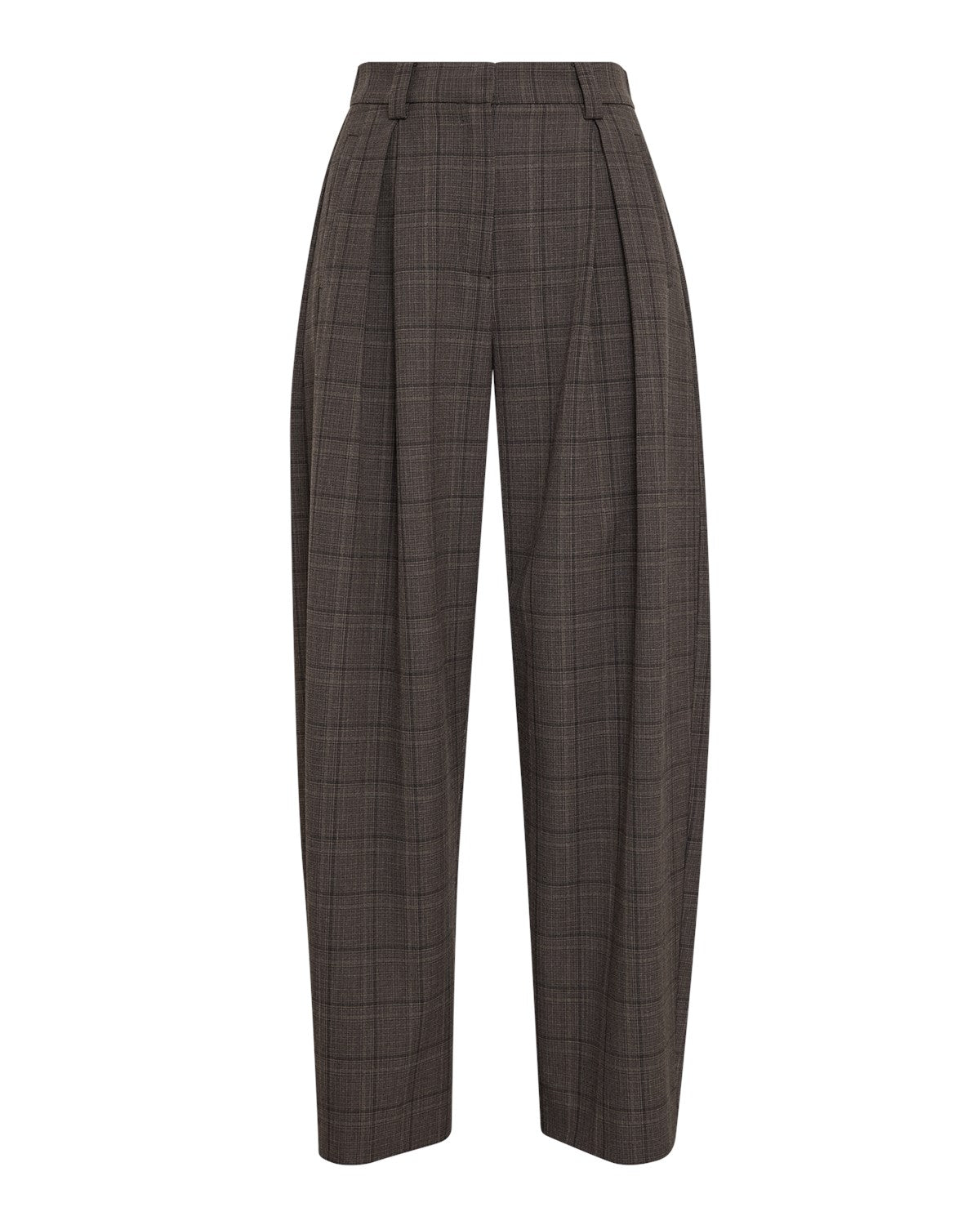MSCHJohnna HW Barrel Pants CHK Dark Brown Corn