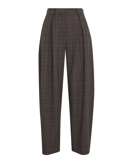 MSCHJohnna HW Barrel Pants CHK Dark Brown Corn