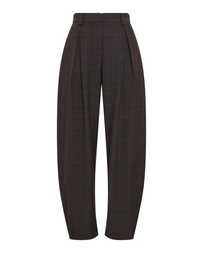MSCHJohnna HW Barrel Pants CHK Dark Brown Corn