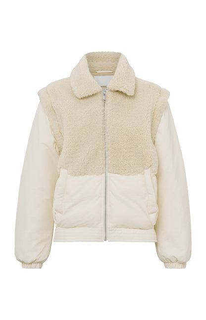 Bomberjacke aus Nylon mit Taschen und Reißverschluss Bone White