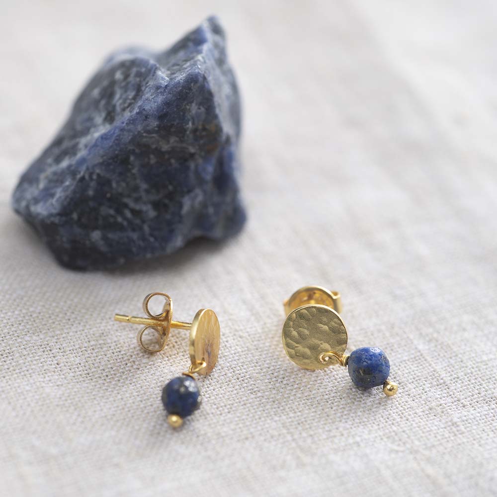 Mini Coin Lapislazuli Gold Ohrringe