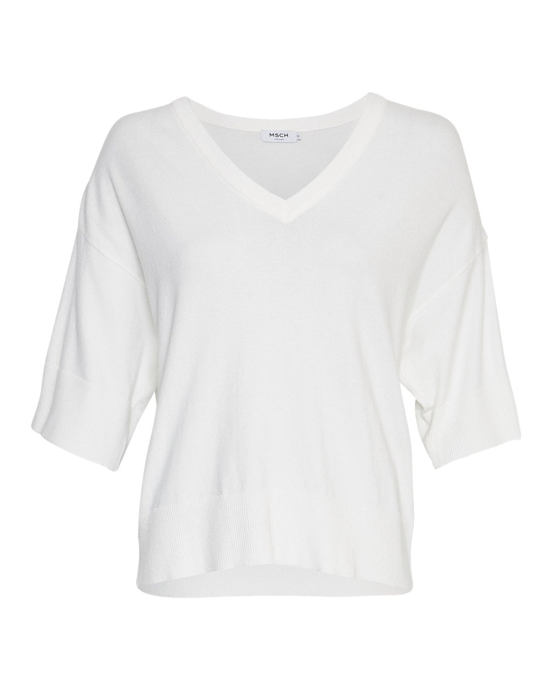 MSCHEslina Rachelle 2/4 V Neck Pullover Egret